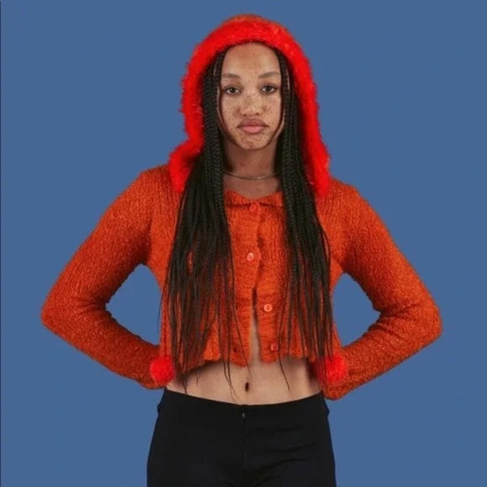 UNIF Fuku Orange Cropped Cardigan